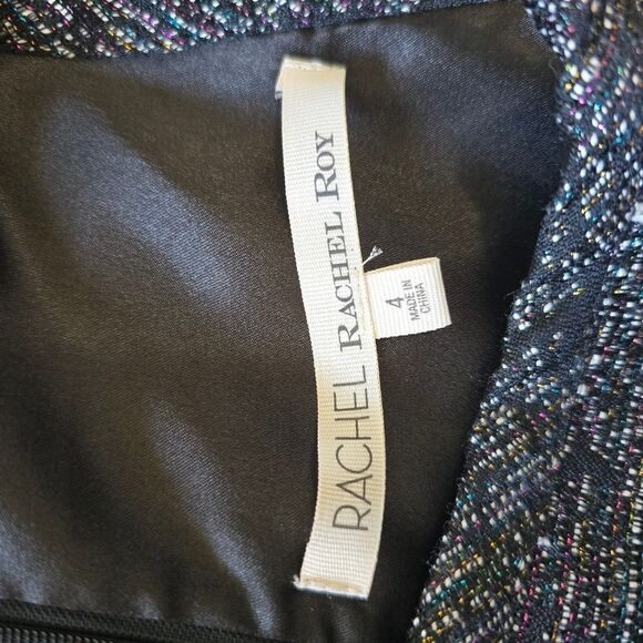 Rachel Roy Halter Neck Mini Dress. Blk/Multicolored(Metallic Shimmer)NWOT Sz. 6 - Picture 6 of 7